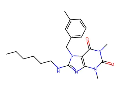 8-(Hexylamino)-1,3-dimethyl-7-(3-methylbenzyl)-3,7-dihydro-1H-purine-2,6-dione structure