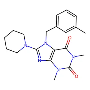 1,3-dimethyl-7-(3-methylbenzyl)-8-(piperidin-1-yl)-1H-purine-2,6(3H,7H)-dione structure