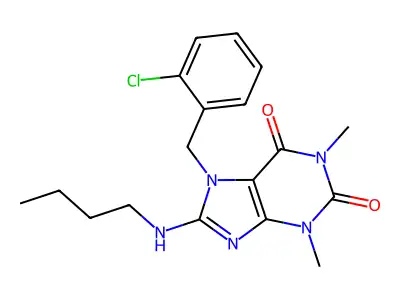 8-(butylamino)-7-(2-chlorobenzyl)-1,3-dimethyl-3,7-dihydro-1H-purine-2,6-dione structure