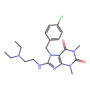7-(4-chlorobenzyl)-8-((2-(diethylamino)ethyl)amino)-1,3-dimethyl-1H-purine-2,6(3H,7H)-dione structure