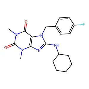 8-(Cyclohexylamino)-7-[(4-fluorophenyl)methyl]-1,3-dimethylpurine-2,6-dione structure