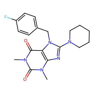 7-(4-fluorobenzyl)-1,3-dimethyl-8-(piperidin-1-yl)-1H-purine-2,6(3H,7H)-dione structure