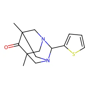5,7-Dimethyl-2-(2-thienyl)-1,3-diazatricyclo[3.3.1.1~3,7~]decan-6-one structure