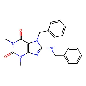 7-benzyl-8-(benzylamino)-1,3-dimethyl-3,7-dihydro-1H-purine-2,6-dione structure