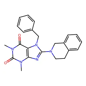 7-benzyl-8-(3,4-dihydro-1H-isoquinolin-2-yl)-1,3-dimethylpurine-2,6-dione structure