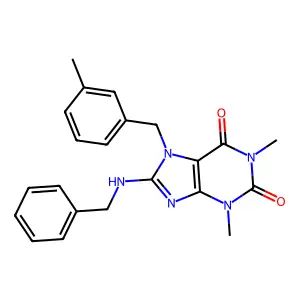 8-(benzylamino)-1,3-dimethyl-7-(3-methylbenzyl)-3,7-dihydro-1H-purine-2,6-dione structure