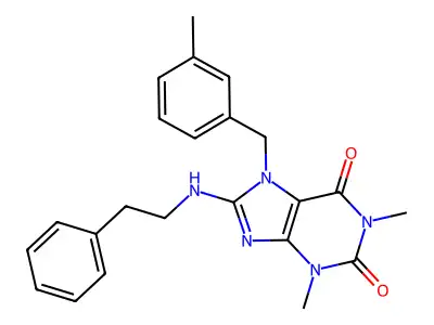 1,3-dimethyl-7-(3-methylbenzyl)-8-(phenethylamino)-1H-purine-2,6(3H,7H)-dione structure