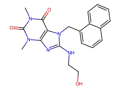8-((2-HO-ET)Amino)-1,3-dimethyl-7-(1-naphthyl-ME)3,7-dihydro-1H-purine-2,6-dione structure
