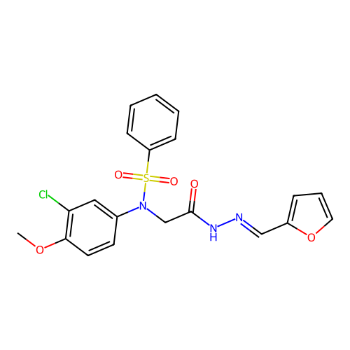 2-[N-(benzenesulfonyl)-3-chloro-4-methoxyanilino]-N-[(E)-furan-2-ylmethylideneamino]acetamide structure