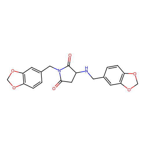 1-(1,3-benzodioxol-5-ylmethyl)-3-(1,3-benzodioxol-5-ylmethylamino)pyrrolidine-2,5-dione structure