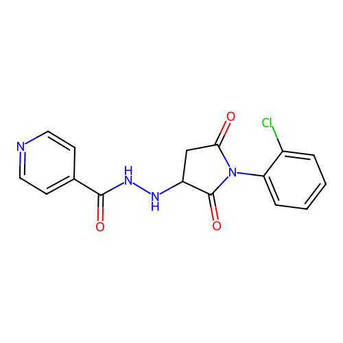 N'-[1-(2-chlorophenyl)-2,5-dioxopyrrolidin-3-yl]pyridine-4-carbohydrazide structure