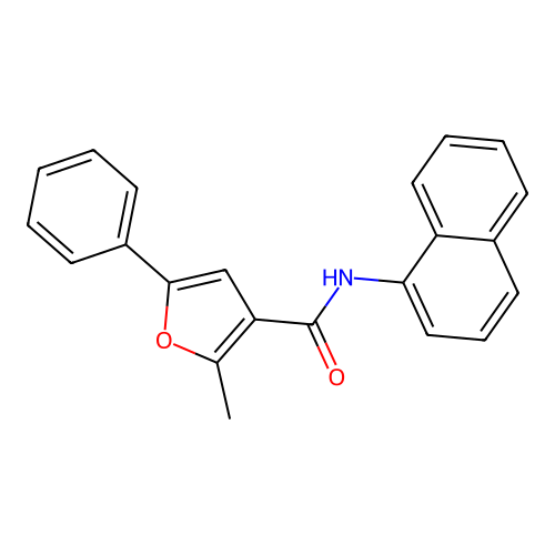 2-methyl-N-(naphthalen-1-yl)-5-phenylfuran-3-carboxamide structure
