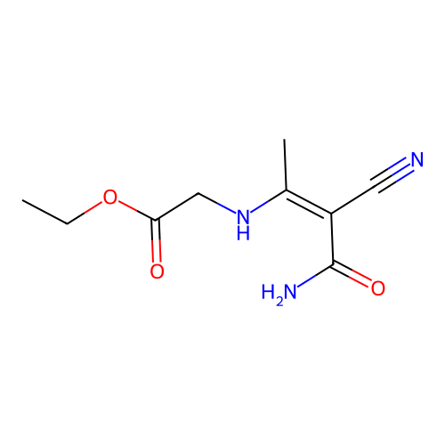 ethyl N-[(2Z)-4-amino-3-cyano-4-oxobut-2-en-2-yl]glycinate structure