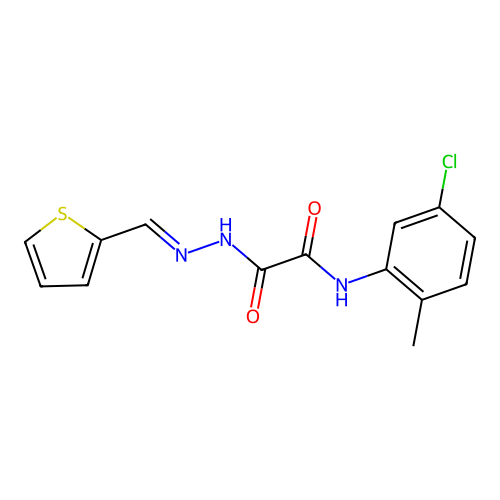 N-(5-chloro-2-methylphenyl)-2-oxo-2-[2-(2-thienylmethylene)hydrazino]acetamide structure