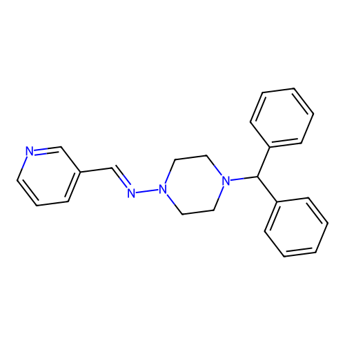 4-(diphenylmethyl)-N-[(E)-pyridin-3-ylmethylidene]piperazin-1-amine structure