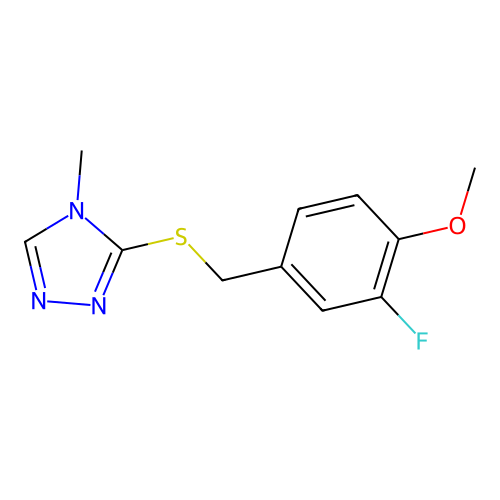 3-[(3-fluoro-4-methoxybenzyl)sulfanyl]-4-methyl-4H-1,2,4-triazole structure