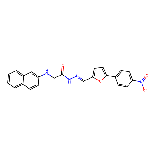2-(naphthalen-2-ylamino)-N'-((5-(4-nitrophenyl)furan-2-yl)methylene)acetohydrazide structure