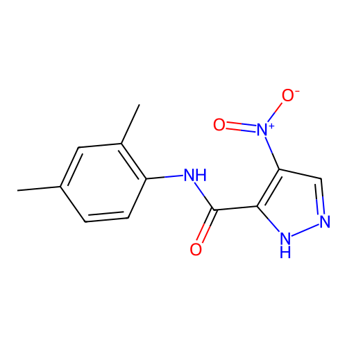 N-(2,4-dimethylphenyl)-4-nitro-1H-pyrazole-5-carboxamide structure