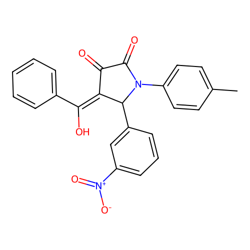 (4E)-4-[hydroxy(phenyl)methylidene]-1-(4-methylphenyl)-5-(3-nitrophenyl)pyrrolidine-2,3-dione structure
