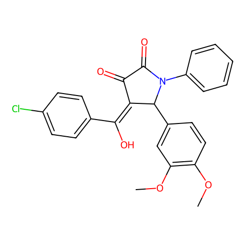 (4E)-4-[(4-chlorophenyl)-hydroxymethylidene]-5-(3,4-dimethoxyphenyl)-1-phenylpyrrolidine-2,3-dione structure