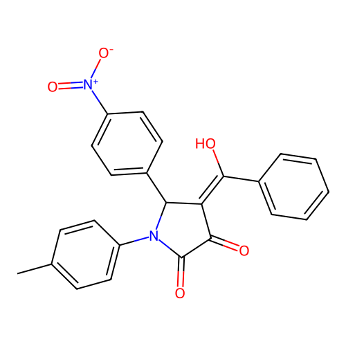 (4E)-4-[hydroxy(phenyl)methylidene]-1-(4-methylphenyl)-5-(4-nitrophenyl)pyrrolidine-2,3-dione structure