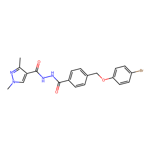 N'-({4-[(4-bromophenoxy)methyl]phenyl}carbonyl)-1,3-dimethyl-1H-pyrazole-4-carbohydrazide structure