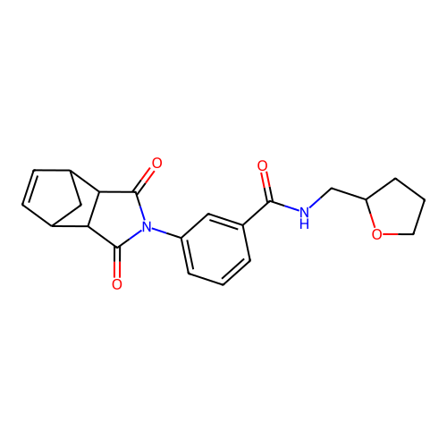 3-(1,3-dioxo-1,3,3a,4,7,7a-hexahydro-2H-4,7-methanoisoindol-2-yl)-N-(tetrahydrofuran-2-ylmethyl)benzamide structure