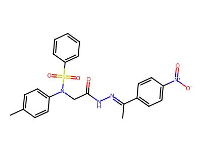 2-[N-(benzenesulfonyl)-4-methylanilino]-N-[(E)-1-(4-nitrophenyl)ethylideneamino]acetamide structure