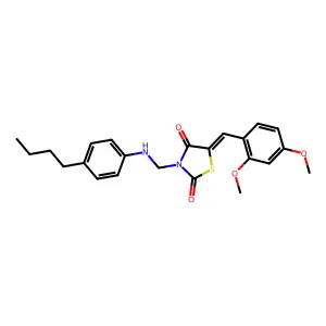 3-[(4-butylanilino)methyl]-5-(2,4-dimethoxybenzylidene)-1,3-thiazolidine-2,4-dione structure