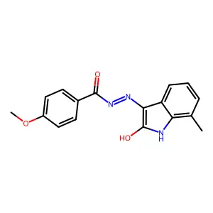 4-methoxy-N'-(7-methyl-2-oxo-1,2-dihydro-3H-indol-3-ylidene)benzohydrazide structure