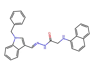 N-[(E)-(1-benzylindol-3-yl)methylideneamino]-2-(naphthalen-1-ylamino)acetamide structure