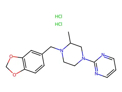 Pyrimidine, 2-(3-methyl-4-piperonyl-1-piperazinyl)-, dihydrochloride structure