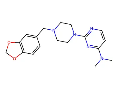 Pyrimidine, 4-(dimethylamino)-2-(4-piperonyl-1-piperazinyl)- structure