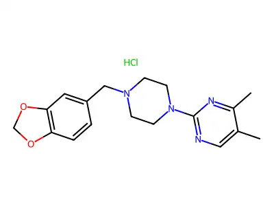 Pyrimidine, 4,5-dimethyl-2-(4-piperonyl-1-piperazinyl)-, monohydrochloride structure