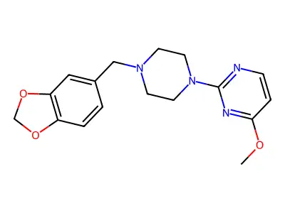 Pyrimidine, 4-methoxy-2-(4-piperonyl-1-piperazinyl)- structure