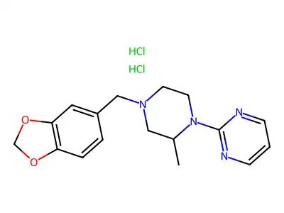 Pyrimidine, 2-(2-methyl-4-piperonyl-1-piperazinyl)-, dihydrochloride structure