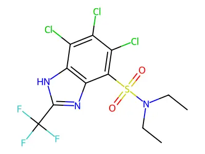 4-Benzimidazolesulfonamide, N,N-diethyl-5,6,7-trichloro-2-(trifluoromethyl)- structure