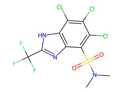 4-Benzimidazolesulfonamide, N,N-dimethyl-5,6,7-trichloro-2-(trifluoromethyl)- structure