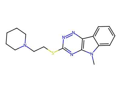 5-Methyl-3-[2-(1-piperidinyl)ethylthio]-[1,2,4]triazino[5,6-b]indole structure