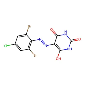 5-(2-(2,6-dibromo-4-chlorophenyl)hydrazono)pyrimidine-2,4,6(1H,3H,5H)-trione structure