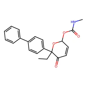 [6-ethyl-5-oxo-6-(4-phenylphenyl)-2H-pyran-2-yl] N-methylcarbamate structure