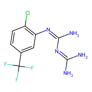 N-[2-Chloro-5-(trifluoromethyl)phenyl]imidodicarbonimidic diamide structure