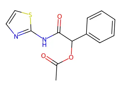 Acetic acid phenyl-(thiazol-2-ylcarbamoyl)-methyl ester structure