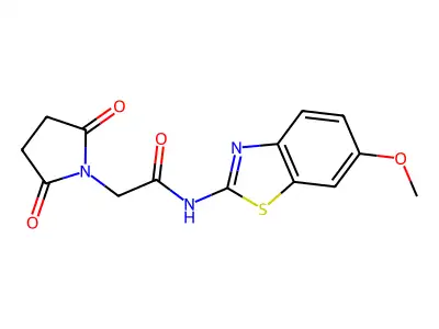 2-(2,5-dioxopyrrolidin-1-yl)-N-(6-methoxy-1,3-benzothiazol-2-yl)acetamide structure