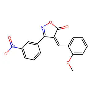 3-{3-nitrophenyl}-4-(2-methoxybenzylidene)-5(4H)-isoxazolone structure