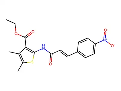 ethyl 4,5-dimethyl-2-[[(E)-3-(4-nitrophenyl)prop-2-enoyl]amino]thiophene-3-carboxylate structure