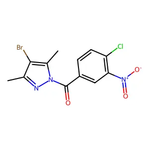 (4-bromo-3,5-dimethyl-1H-pyrazol-1-yl)(4-chloro-3-nitrophenyl)methanone structure
