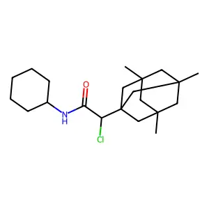 2-chloro-N-cyclohexyl-2-(3,5,7-trimethyl-1-adamantyl)acetamide structure