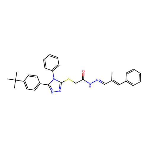 2-{[5-(4-tert-butylphenyl)-4-phenyl-4H-1,2,4-triazol-3-yl]sulfanyl}-N'-[(1E,2E)-2-methyl-3-phenylprop-2-en-1-ylidene]acetohydrazide structure