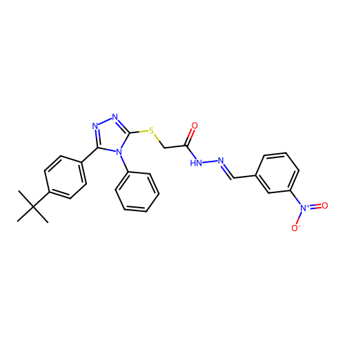 2-{[5-(4-tert-butylphenyl)-4-phenyl-4H-1,2,4-triazol-3-yl]sulfanyl}-N'-[(E)-(3-nitrophenyl)methylidene]acetohydrazide structure